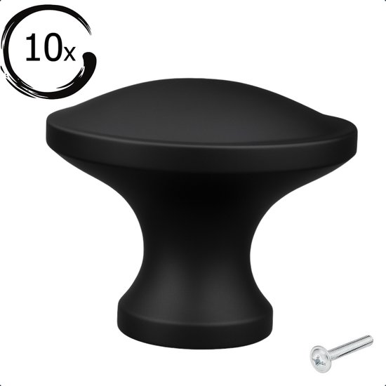 Bouton de meuble Rapid Round Zwart SET 10 pièces - Boutons de meuble - Boutons de Boutons d'armoire Zwart - Bouton de meuble - - boutons de porte pour armoires - Ferrures de Fixations pour meuble - boutons de porte - Boutons de meuble