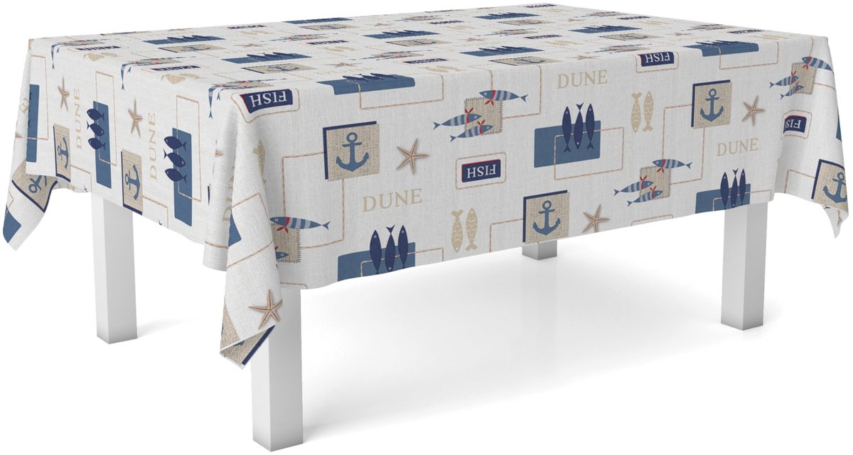 Unyqoos® Waterbestendig tafelkleed in blauw zee ontwerp voor elke eetruimte