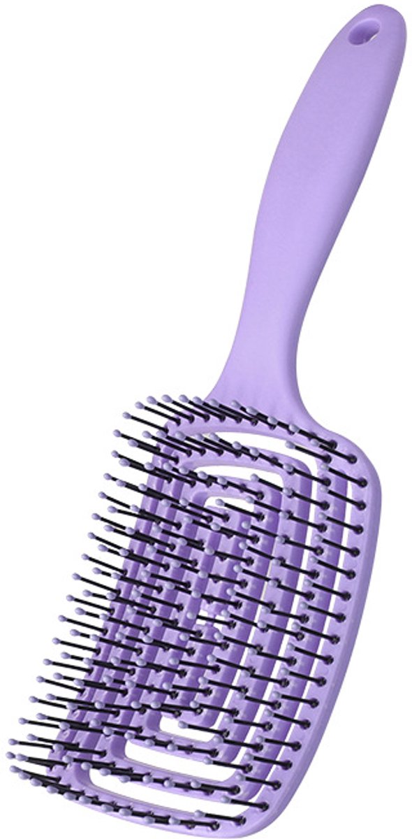Paarse Massage en droge en natte haarborstel Waterdicht droge haarborstel, rond voor alle haartypen ook krullend haar flexibele borstel