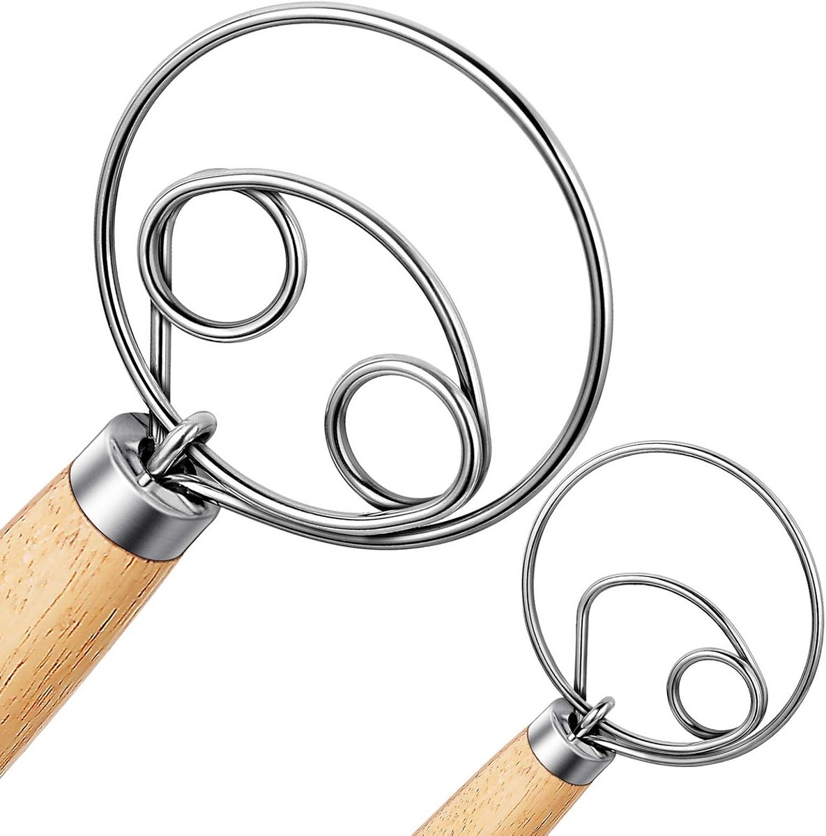 Deense deeggarde 13 inch roestvrij staal houten handvat 2 stuks