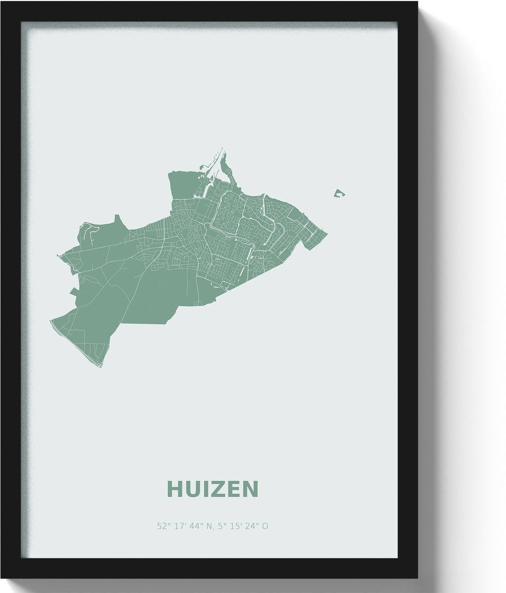 Poster Huizen A3 - 30 x 42 cm - Groen (Exclusief Lijst)