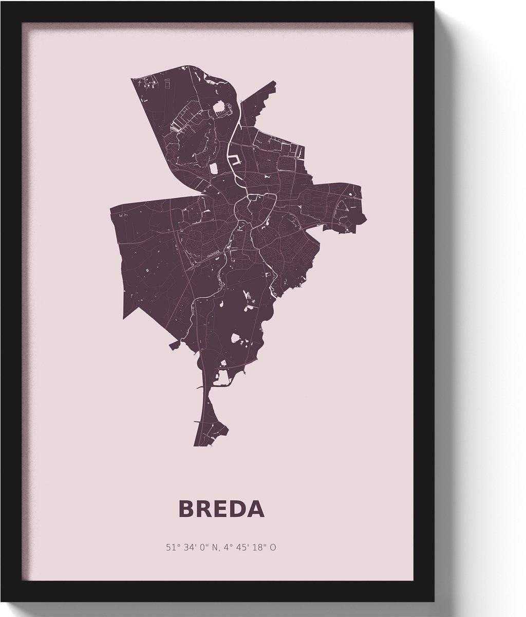 Poster Breda A2 - 42 x 59,4 cm - Paars (Exclusief Lijst)
