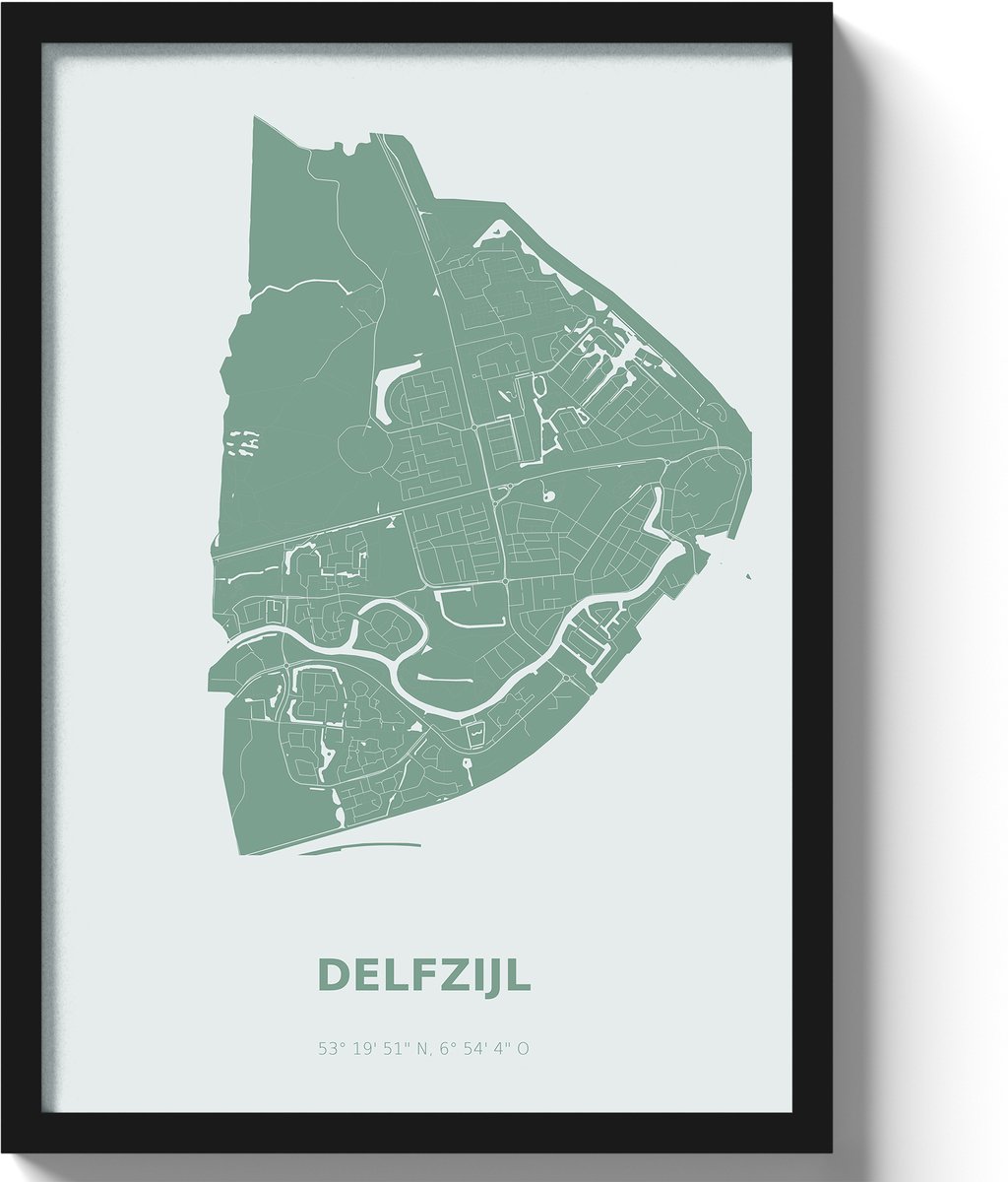 Poster Delfzijl A2 - 42 x 59,4 cm - Groen (Exclusief Lijst)