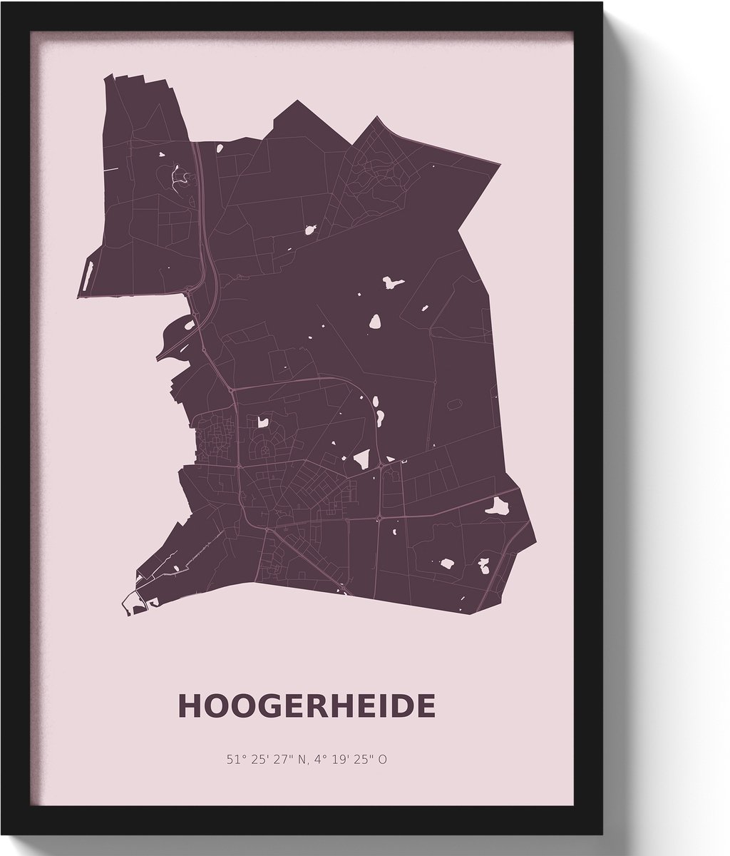 Poster Hoogerheide A3 - 30 x 42 cm - Paars (Exclusief Lijst)