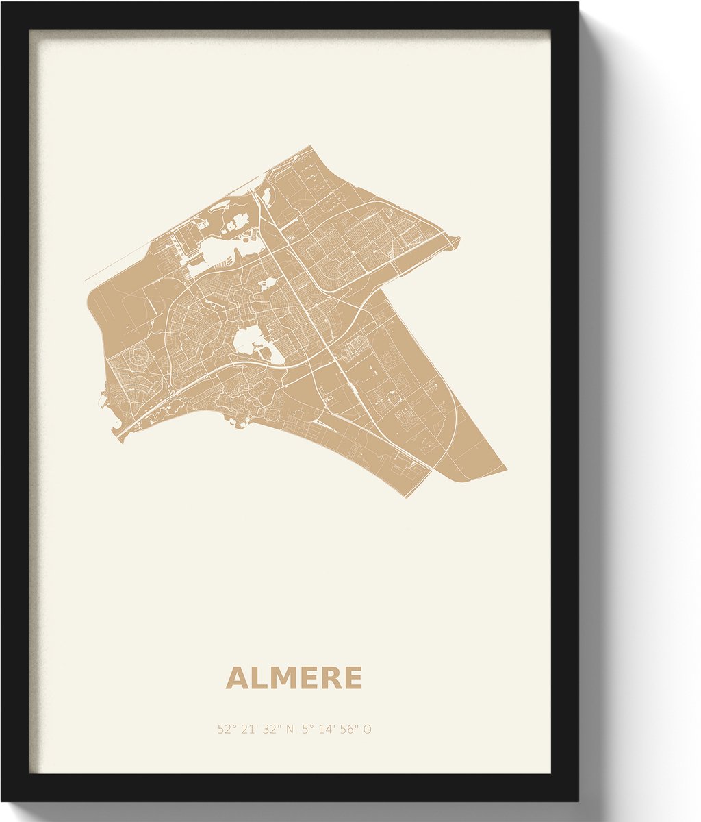 Poster Almere A2 - 42 x 59,4 cm - Beige (Exclusief Lijst)