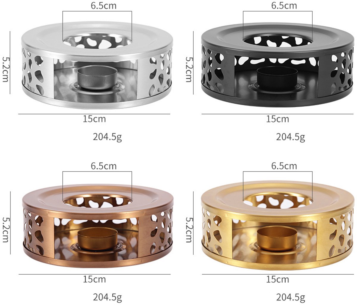 2 stuks theepot warmer - kandelaar - RVS - 15*15*5cm - met theelichthouder - Goud - kaarsenhouder - Koffie- en theewarmer - geschikt voor glazen, stalen en keramische theepotten en andere hittebestendige schalen — cadeau in Koken & Dineren - foto 7