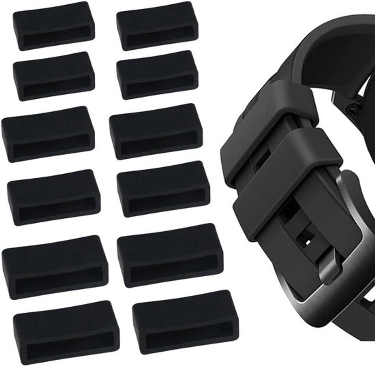 Siliconen horlogeband-lussenset - 12 stuks in 3 maten - Vervangende en houderset voor polshorloges - 18-20-22 mm