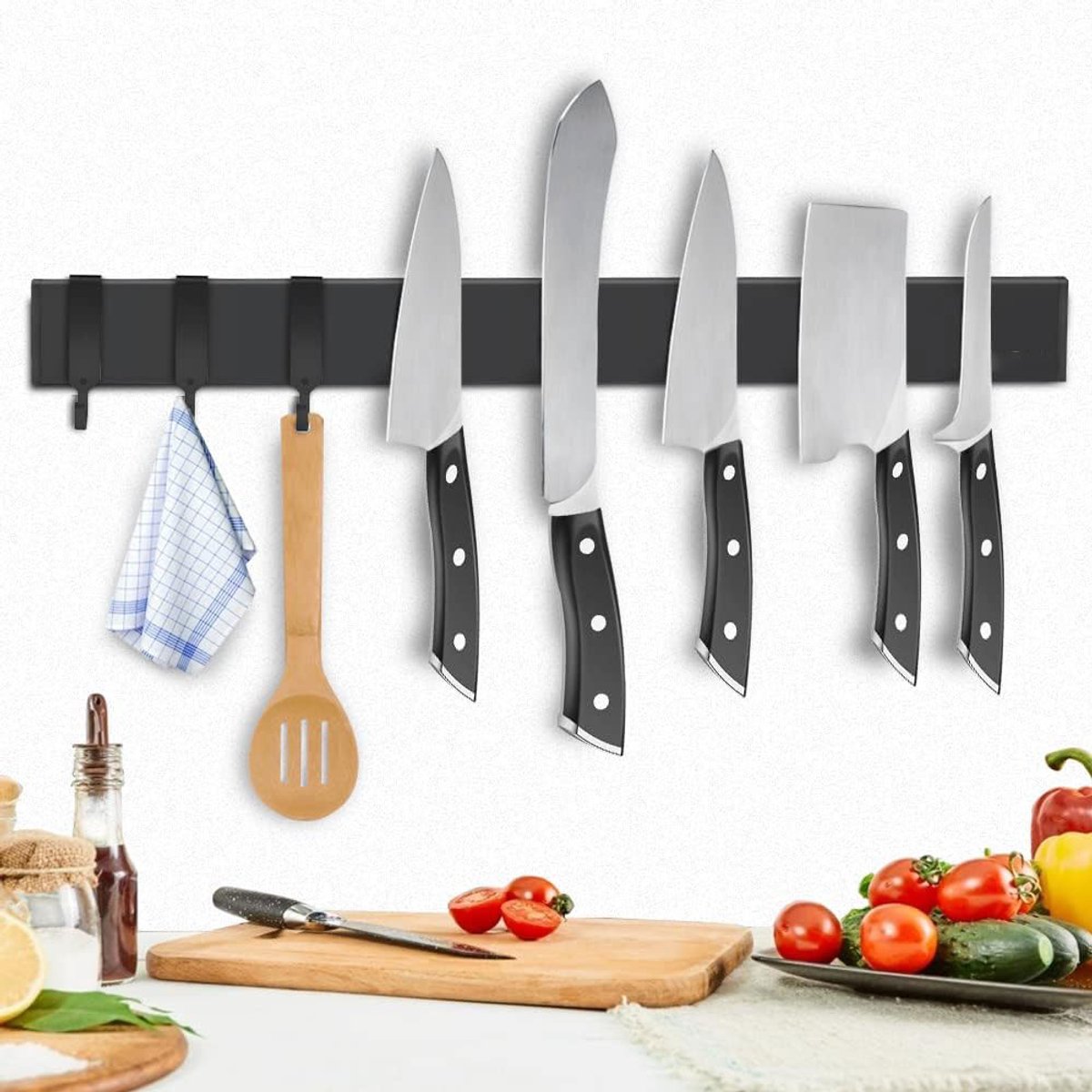 Messenmagneet - Magnetische Messenhouder - Messen Magneetstrip - 40CM - Zwart