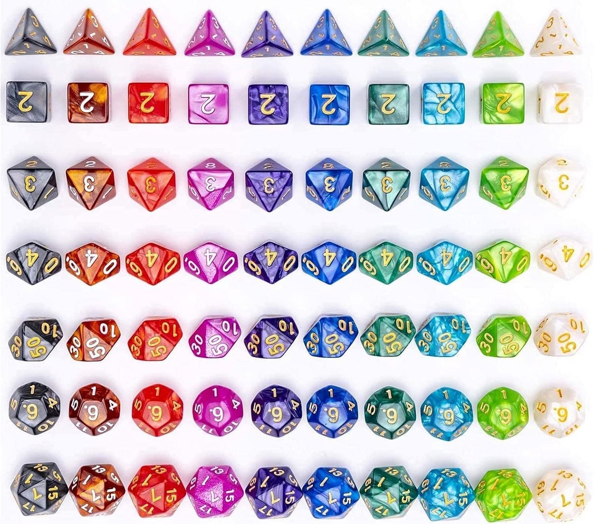 Set van 10 polyhedrale dices met stersky design voor tafelrollenspellen