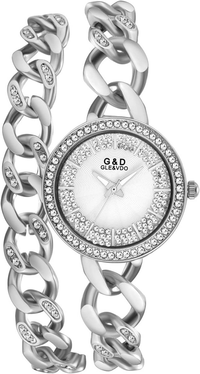 Dames Armband Horloge met Strass en Swarovski Steentjes - Stijlvol Quartz Polshorloge