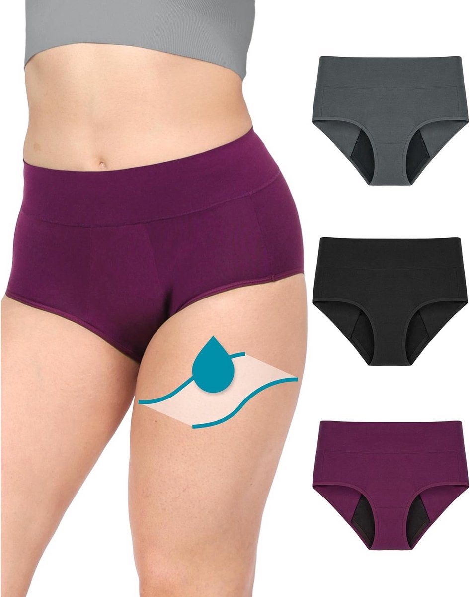 Dames Menstruatie Ondergoed Zware Stroom - Hoge Taille Slaap Slip van Katoen