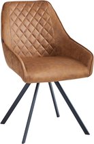 Colenis® - Elias Eetkamerstoel - Set Van 2 - Cognac - Microfiber Stof - 180° draaibaar