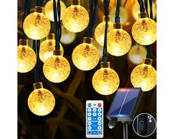 Solar Globe String Lights 33ft 60LED 8 Modes IP65 Waterproof Crystal Balls Lights with Remote Control for Indoor Outdoor Garden Patio Yard Home Wedding Christmas