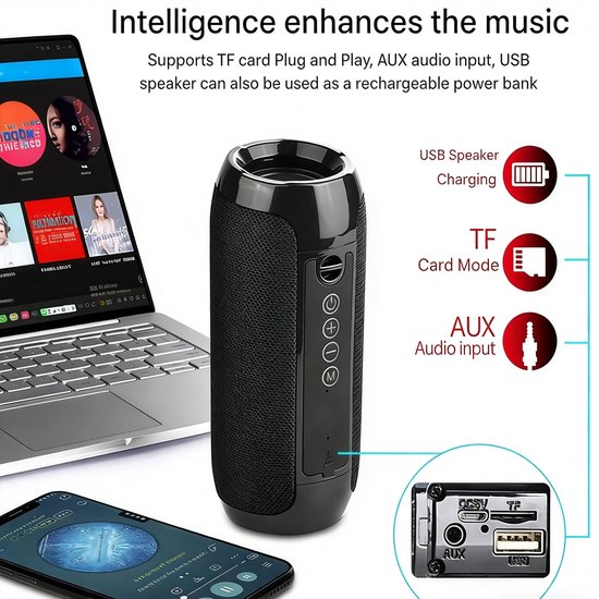 Draagbare Bluetooth Speaker - Waterdichte Draadloze Speaker - Met Subwoofer En Draadloze Stereo Koppeling - Sterke Bass En Lange Batterijduur - Voor Bij Het Zwembad Op Het Strand En Buiten - Ideaal Als Cadeau van Merkloos — afbeelding 3