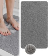 HSXL - Antislipmat Douche Zacht & Waterdoorlatend - 70x40CM - Incl. Netspons - Antislip Douchemat Grijs – Anti Slip Douche Cabine Mat – Mat voor in de Badkamer - Badkamer accessoires