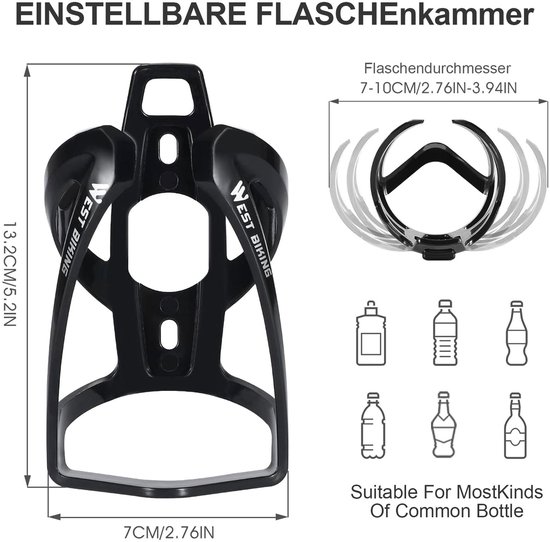 OKWISH Bidonhouder Fiets - PC Waterfleshouder voor Fiets - Sterke en Lichte Fietsaccessoires - Geschikt voor Racefietsen en MTB - Zwart — afbeelding 2