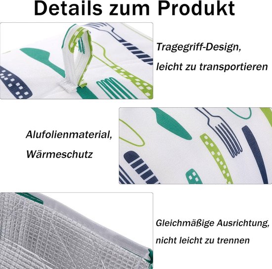 4 stuks afdekhoezen voor levensmiddelenstof, opvouwbare groentedeksel, rijstwarmer, aluminiumfolie, voedselafdekking, geïsoleerde groenteafdekking van verdikt aluminiumfolie, 22 x 22 x 11,5 cm — afbeelding 3