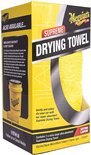 Gele Meguiar's Supreme droogdoek met "Also Available" en "Supreme Drying Towel" tekst.