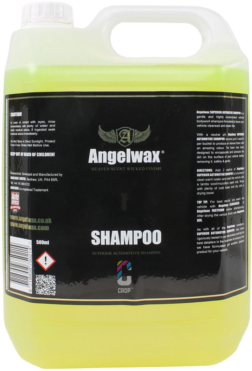Angelwax Superior Shampoo 5L - 'Superior Automotive Shampoo' is een dikke, zeer geconcentreerde shampoo welke langzaam van uw voertuig af glijdt. Speciaal ontwikkeld om uw voertuig superschoon, streeploos en met een geweldige glans achter te laten.