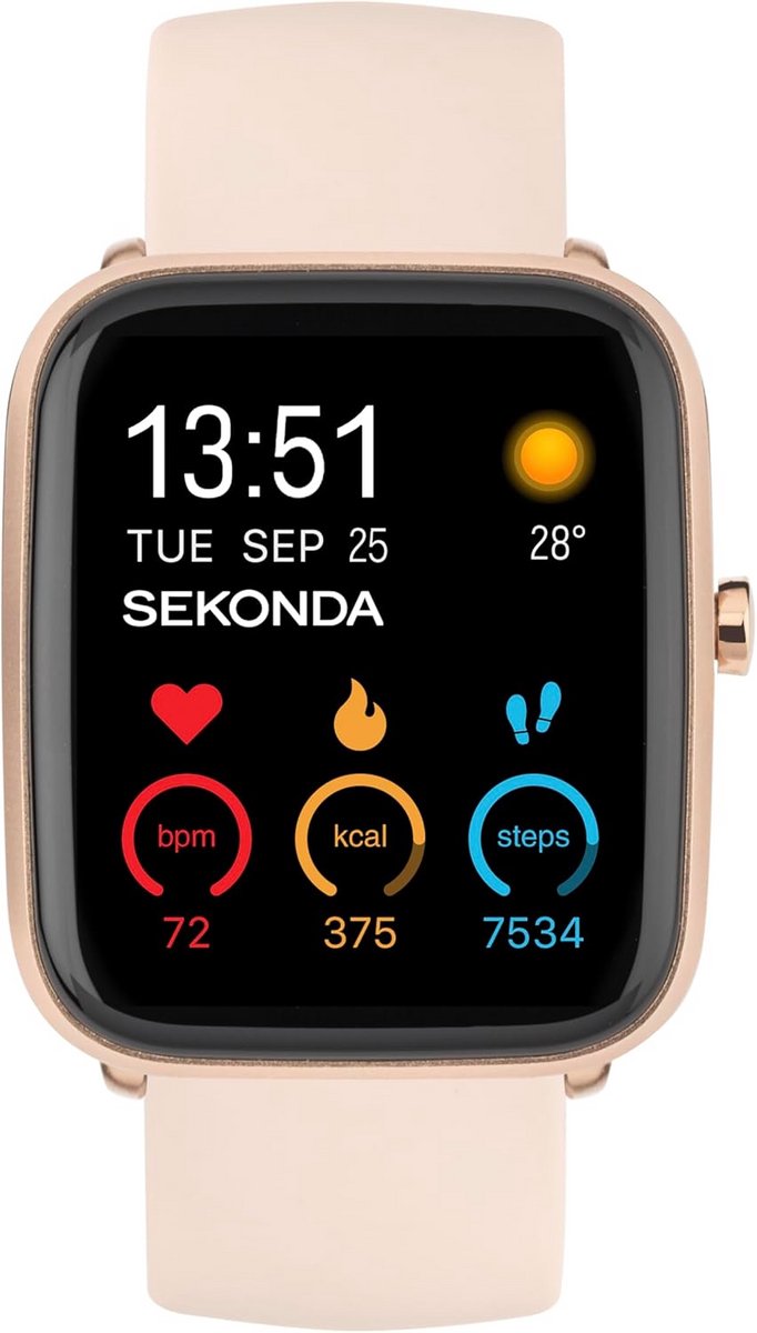 Smartwatch 36 mm met Roze Siliconen Band - Stijlvol & Comfortabel