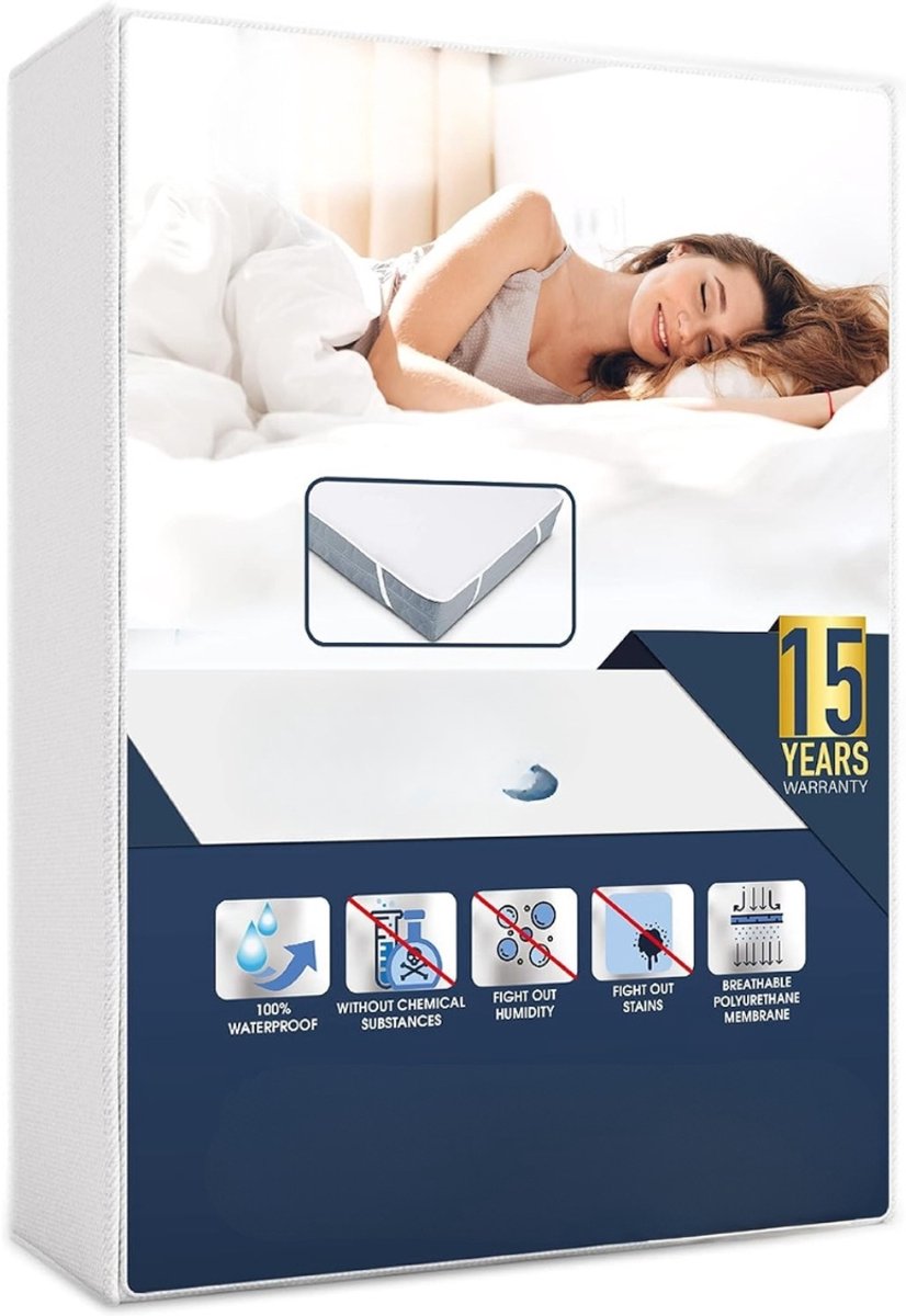Famanu - Matrasbeschermer 200x220 cm, waterdicht, ademend, Oeko-Tex gecertificeerd – Wit
