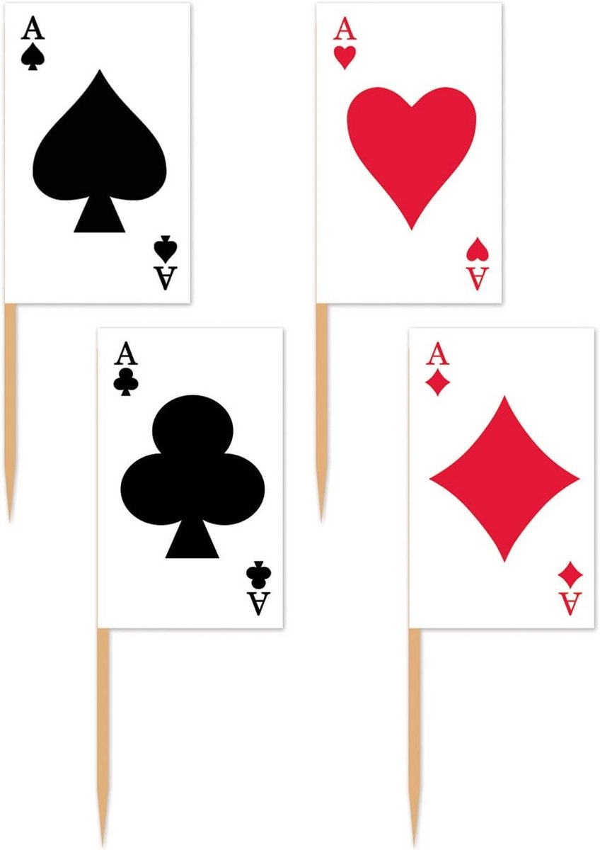 50 stuks speelkaart picks 2,5 inch - decoratieve cakeprikkers themafeest