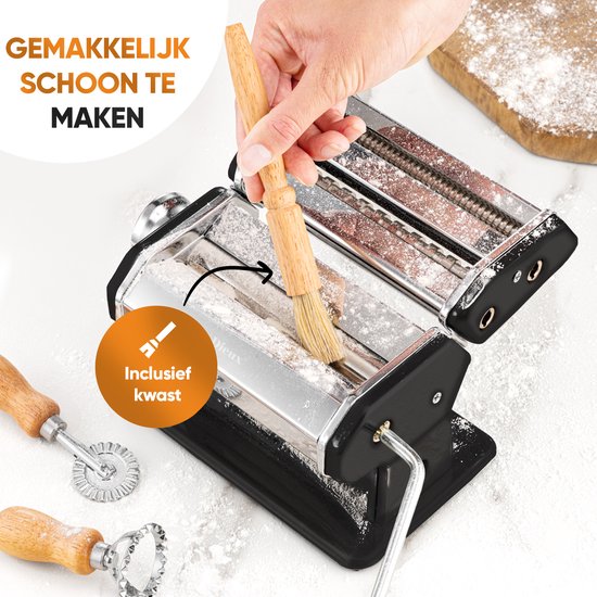 Dieux - Pastamachine Set - Zwart - Pastamaker - Inclusief Pasta Tools - Houten handvat - RVS - Pasta - Ravioli - Keukengerei - Housewarming cadeau van Merkloos — afbeelding 3