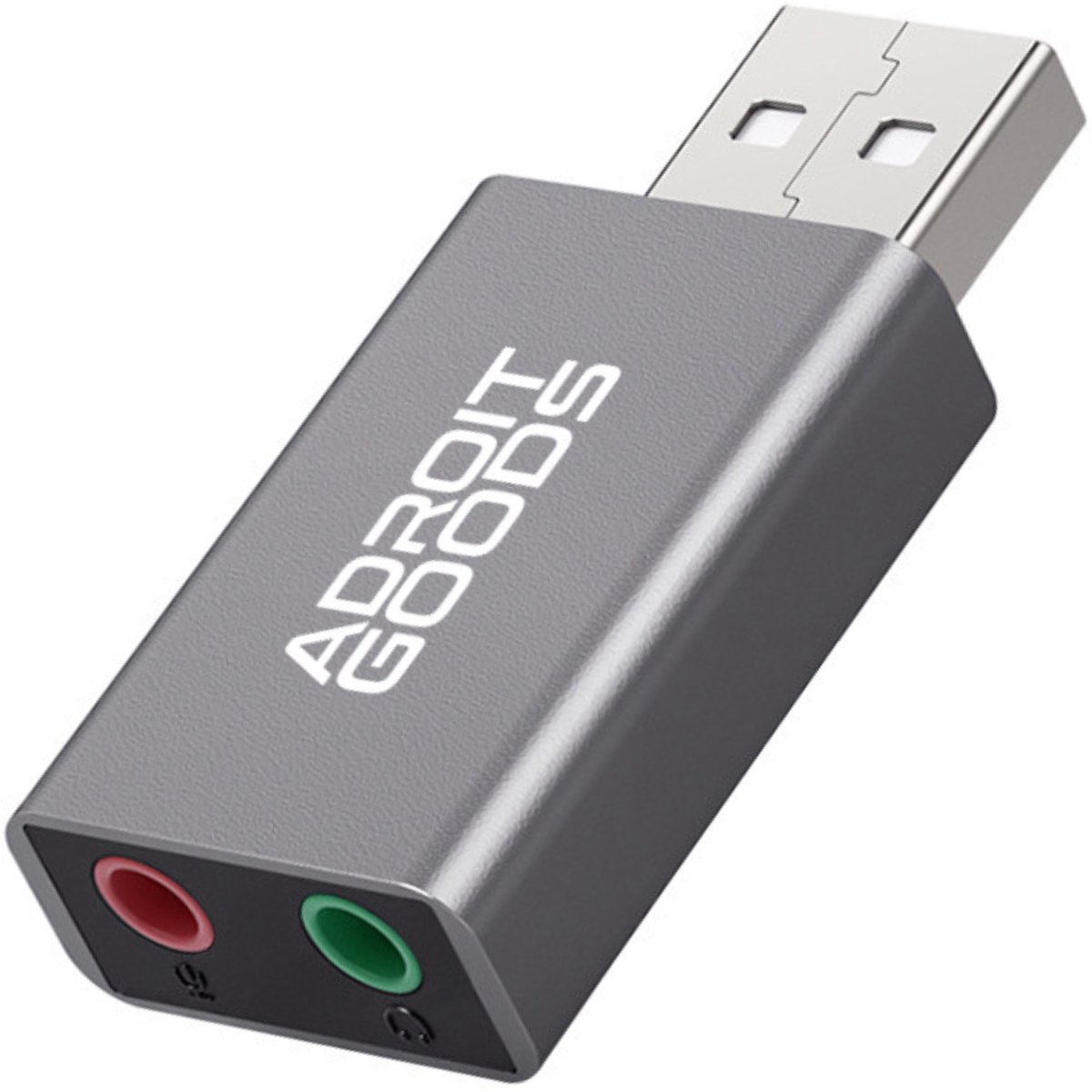 AdroitGoods USB Externe Geluidskaart – Premium USB-Audio Adapter met Dubbele Poorten, Microfoon & Headset Ondersteuning - USB Externe Geluidskaart – Plug & Play – Universeel