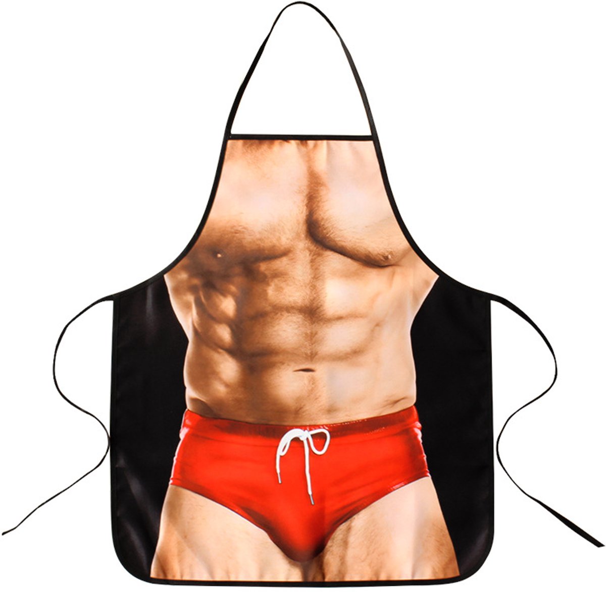 Sexy kookschort met spierman, ideaal voor grillparty