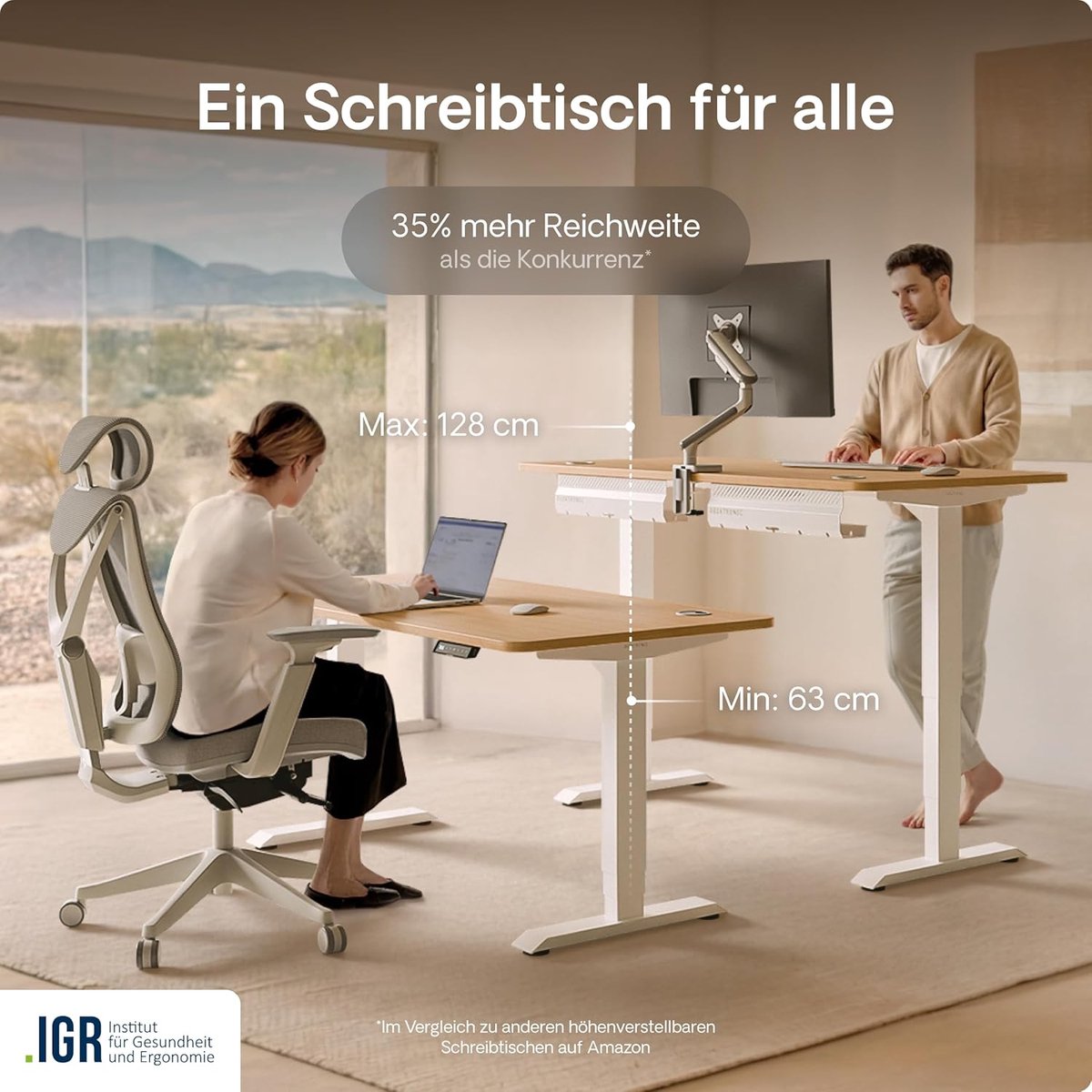 Novihome Duo Elektrisch Zit-Sta Bureau 200x80 cm – Fluisterstille Dubbele Motor – 160 kg Belastbaar – Memory Touchscreen – USB & USB-C – Ergonomisch Verstelbaar Bureau NoviHome