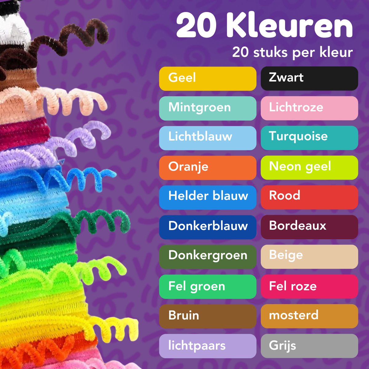 Vaive Pijpenragers & Wiebeloogjes 450-delig - Knutselset - Knutselen Meisjes & Jongens - Knutselkoffer - Knutselspullen Kinderen - Knutselpakketten — afbeelding 5