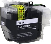 Zwarte Brother LC-3213BK inktcartridge met gele 'PULL' tape.
