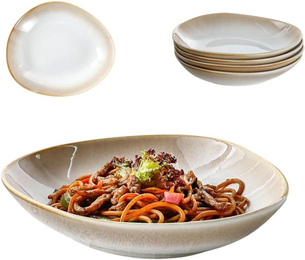 Set van 6 Ovale Keramische Kommen voor Pasta, Salade en Dessert