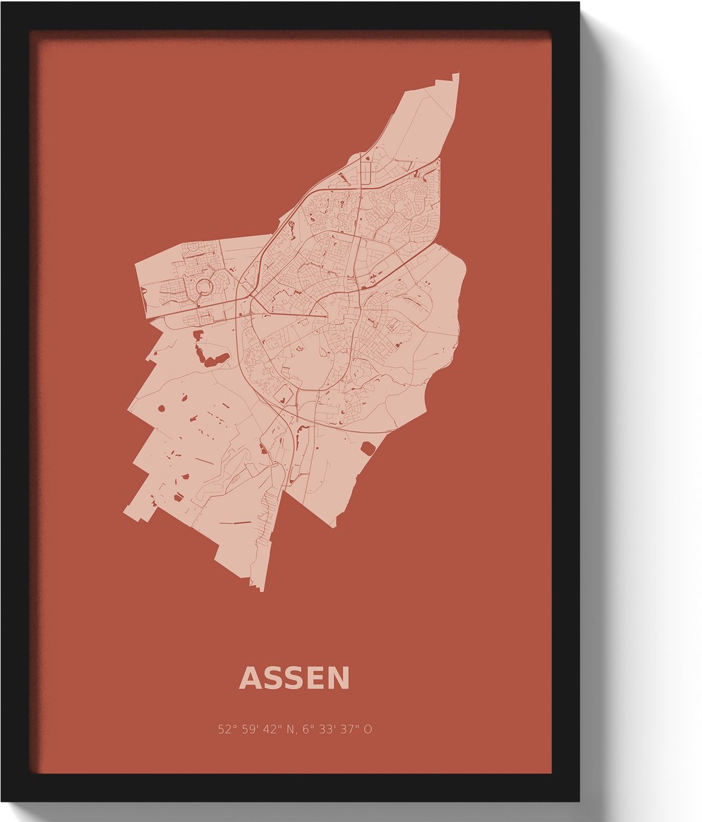 Poster Assen A3 - 30 x 42 cm - Rood (Exclusief Lijst)