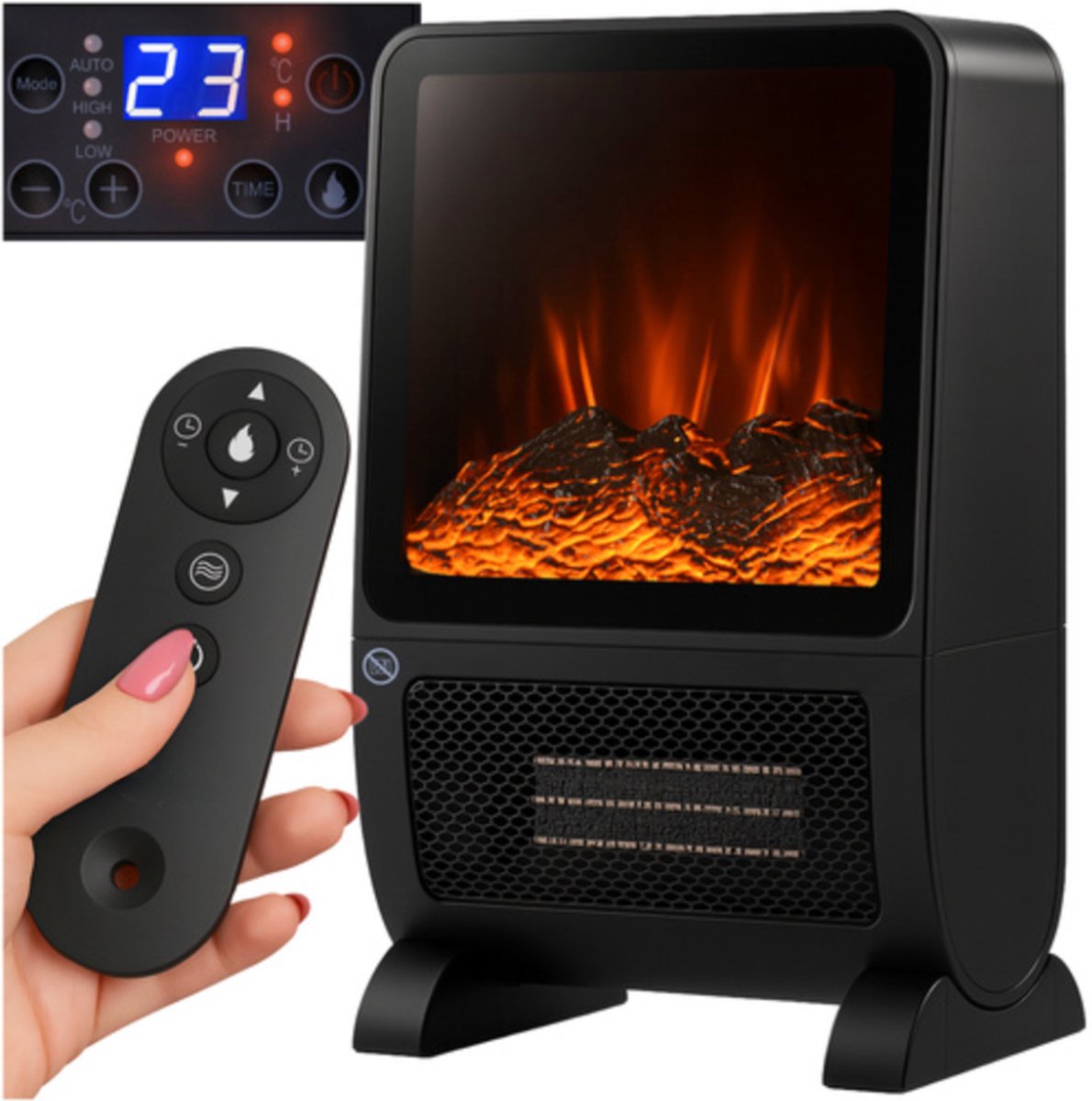 MOZY® - Elektrische Openhaard - met Verwarming - 26 tot 38 °C - 2000W - Afstandsbediening - 3 Standen - Energiezuinig verwarmen zonder gas - Luchtverwarmer - Open Haard - Overhittingsbeveiliging - Sfeerhaard - Luchtverwarming - Elektrische Kachel