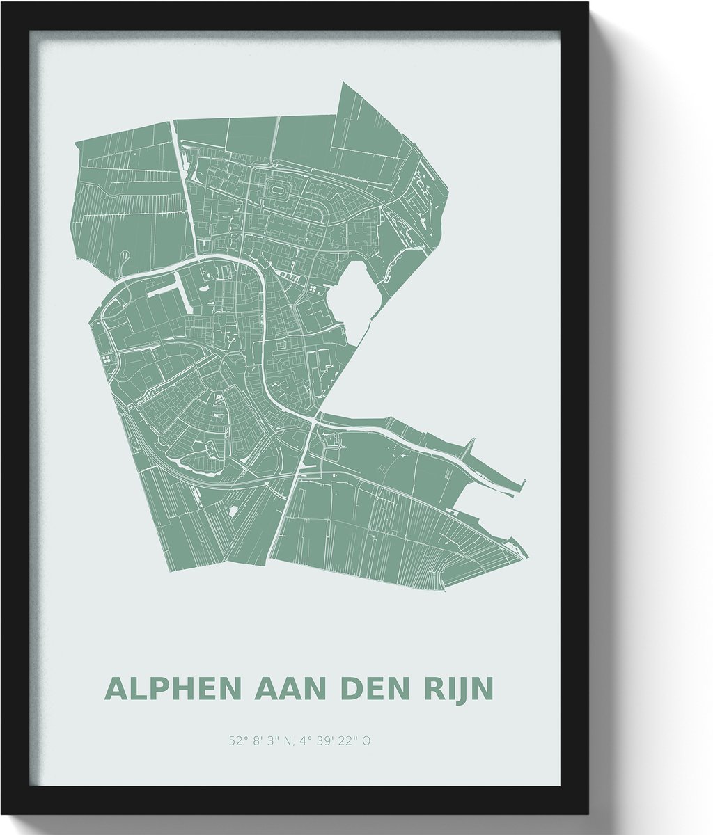 Poster Alphen aan den Rijn A3 - 30 x 42 cm - Groen (Exclusief Lijst)