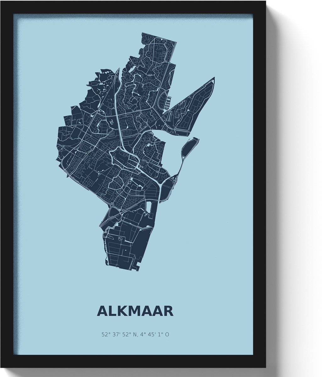 Poster Alkmaar A3 - 30 x 42 cm - Blauw (Exclusief Lijst)