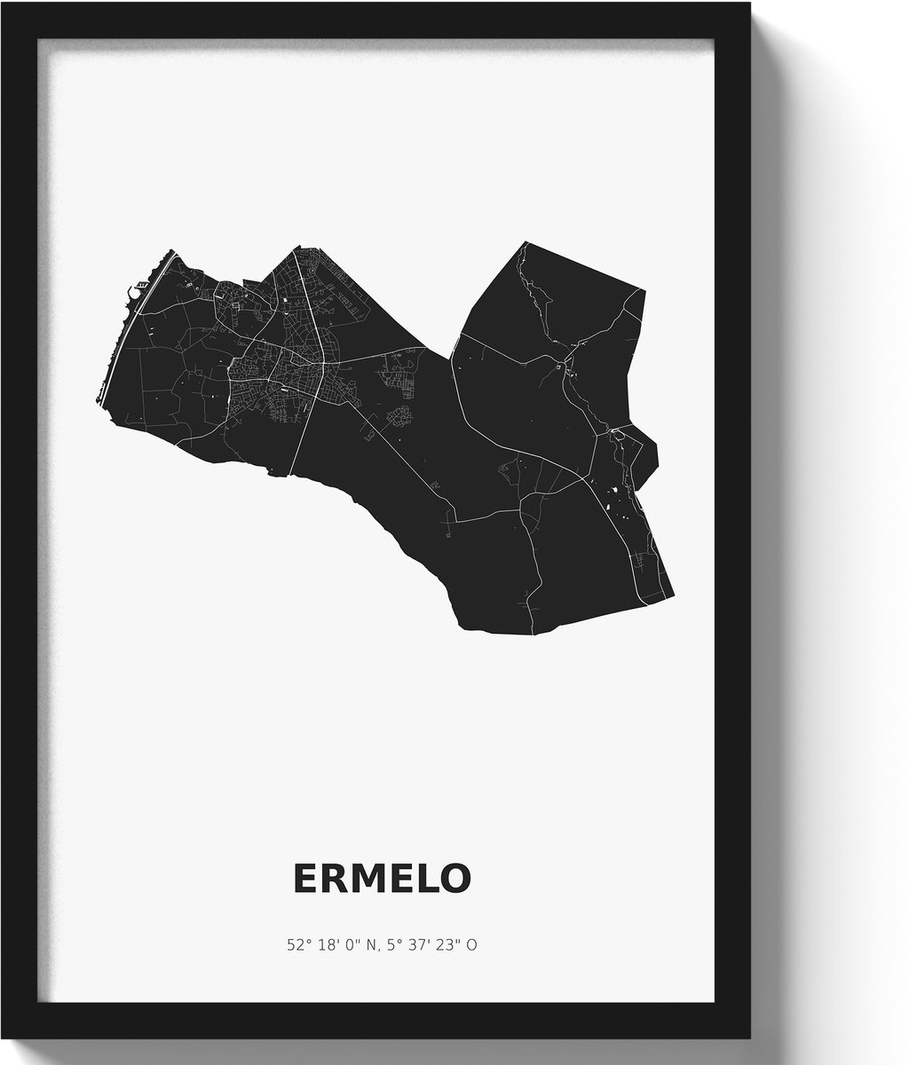 Poster Ermelo A3 - 30 x 42 cm - Zwart/Wit (Exclusief Lijst)