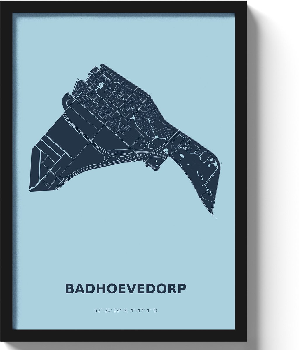 Poster Badhoevedorp A3 - 30 x 42 cm - Blauw (Exclusief Lijst)