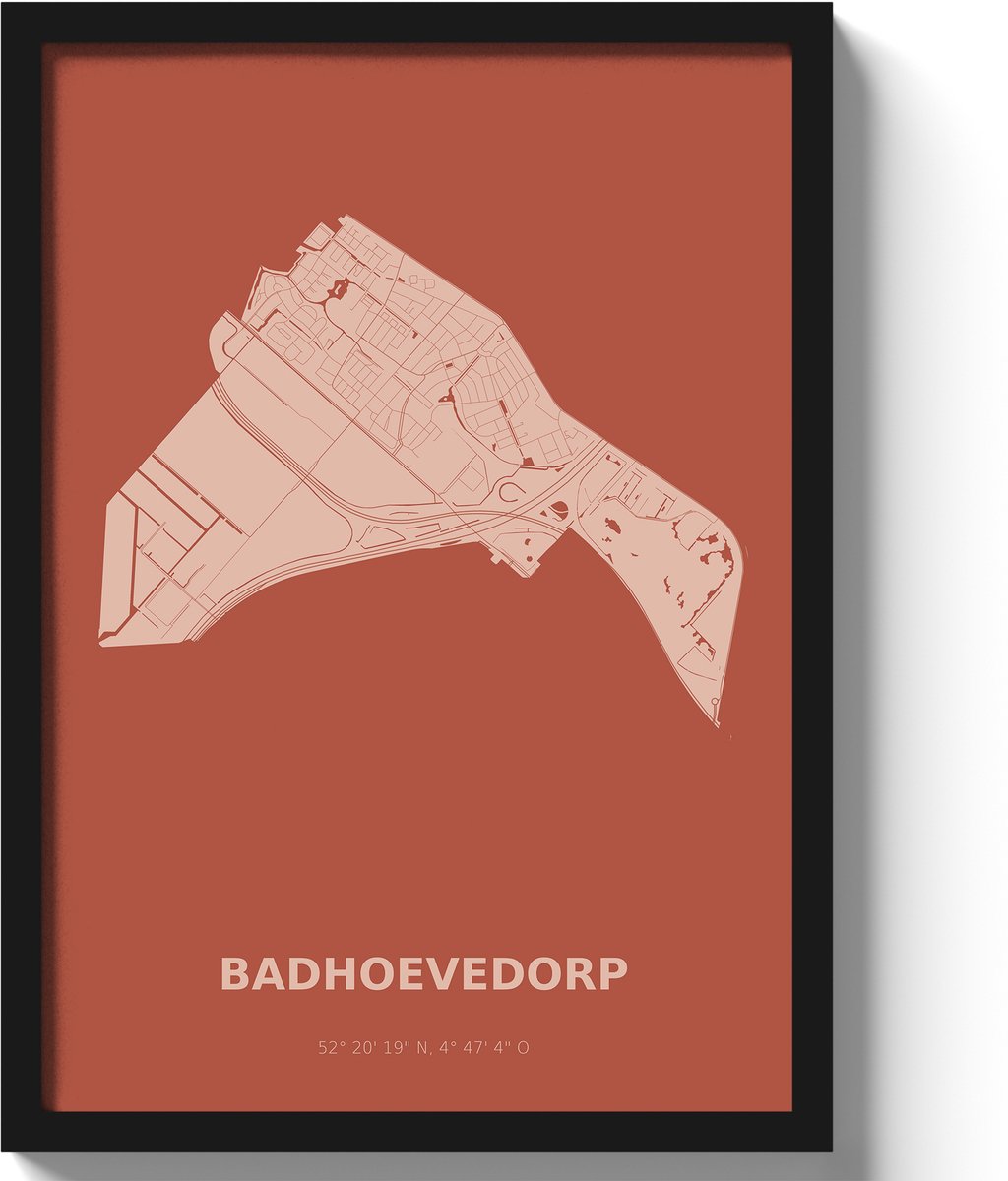 Poster Badhoevedorp A3 - 30 x 42 cm - Rood (Exclusief Lijst)