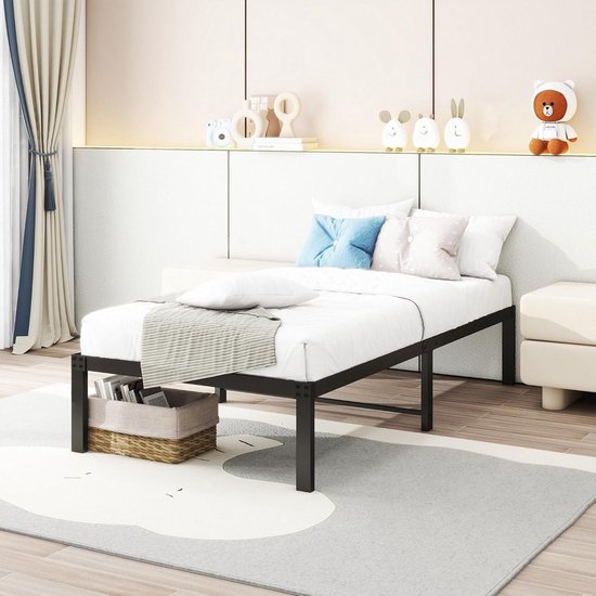 90 x 200 cm x 3 driepersoonsbed, drievoudig stapelbed met ladder, voor kinderen en jongeren, ijzeren bed met valbeschermingsrooster en tafel (zwart