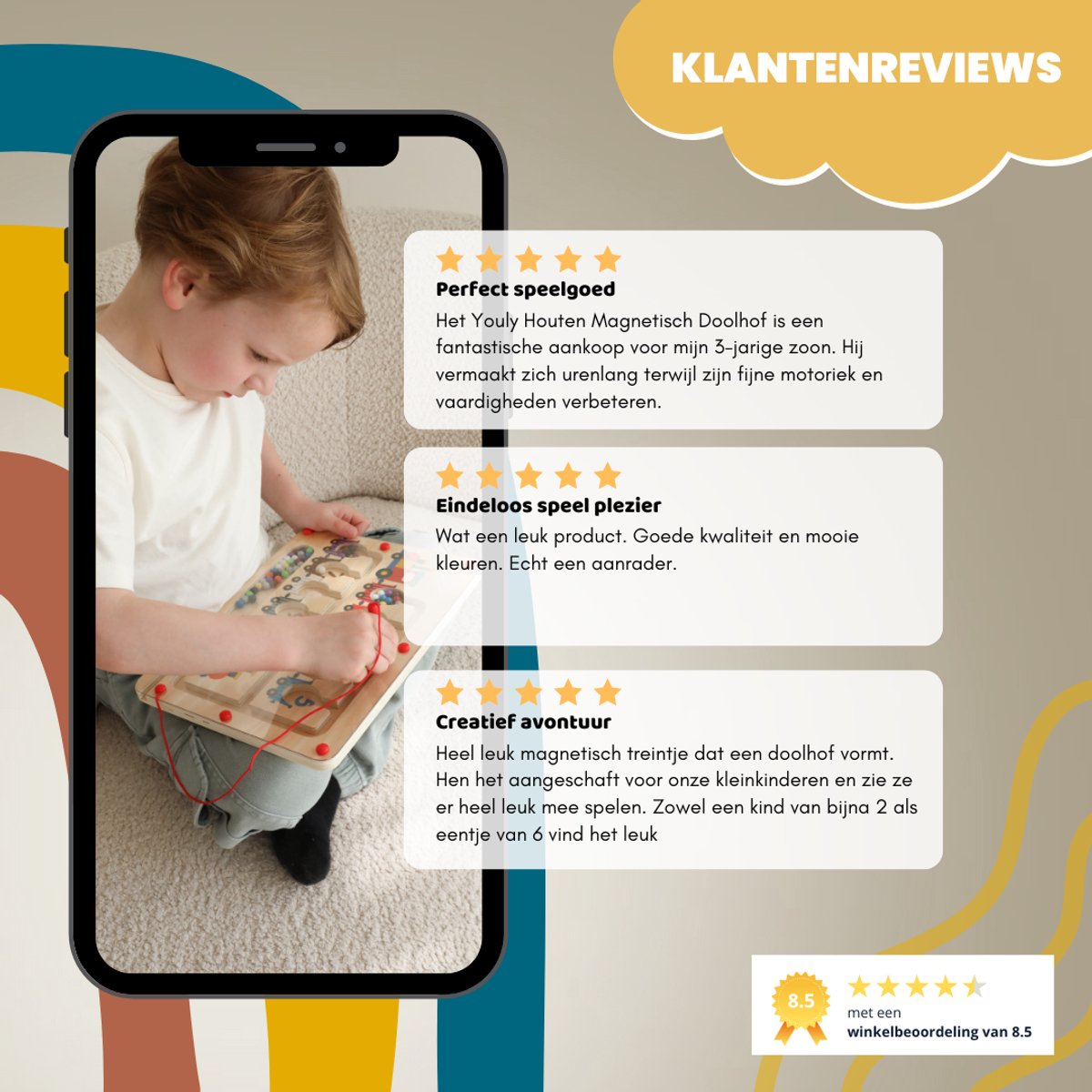Youly® Magnetisch Doolhof Houten Speelgoed – Educatief Montessori Speelgoed voor Kinderen vanaf 3 jaar - Trein Editie — afbeelding 4