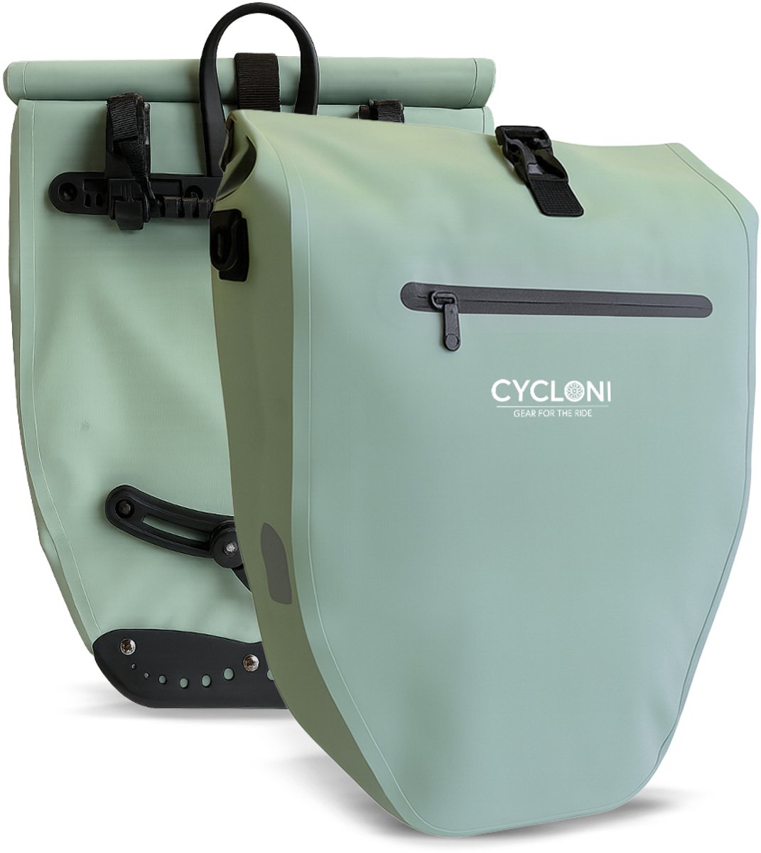 Cycloni Ridge Luxe E-bike Fietstas 28L - Waterdicht & Lichtgewicht - Pakaftas met Schouderband en Laptopvak - Mint Groen
