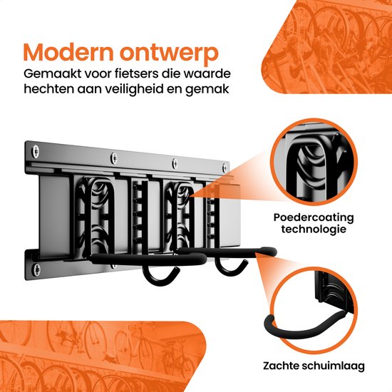 Fiets Ophangsysteem 4 fietsen - fiets haak - fiets ophangbeugel - fiets Muurbeugel - fietsenrek - tot 160kg van Merkloos — afbeelding 5