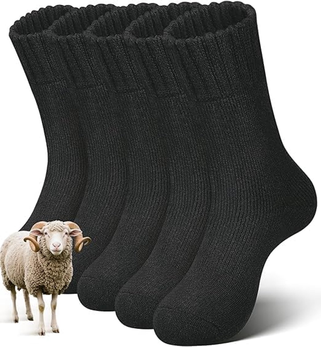 Kraftverdia Sokken Heren / Dames – 5 Paar – Herensokken – Sokken Dames – Warme Wintersokken – Eén Maat – Casual katoenen sokken – Zwart