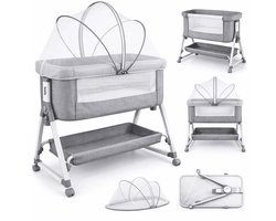 Lunola Co Sleeper 3-in-1 - Baby Bed met Schommelfunctie - Verstelbaar Meegroeibed - Baby Wieg met Matras - Grijs