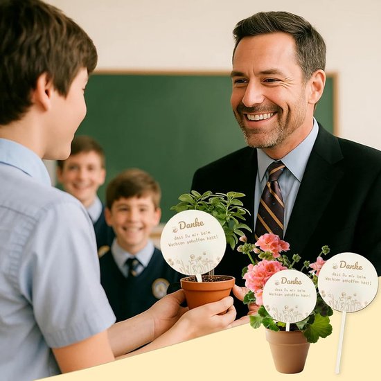 Houten Bloemensteker Set van 4 - Afscheids cadeau voor Kleuterschool en Opvoeder van Houten — afbeelding 5