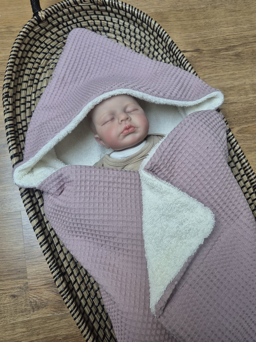 Wikkeldeken - Omslagdoek - Badcape - Roze / Badstof - 70x70cm / Baby Creaties