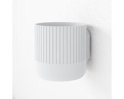Fleuriek - Bloempot voor aan de muur Wit - Japandi hangpot binnen voor plantenwand, Decoratieve plantenhangers - Kunststof plantenpot voor aan de wand - D12 cm