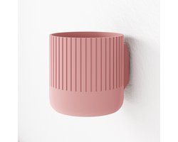 Fleuriek - Bloempot voor aan de muur Roze - Japandi hangpot binnen voor plantenwand, Decoratieve plantenhangers - Kunststof plantenpot voor aan de wand - D12 cm